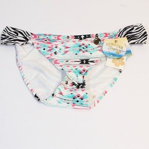 Hawaiian Tropic Zebra Aztek Multicolor Print Swim Suit Bottom Size Large